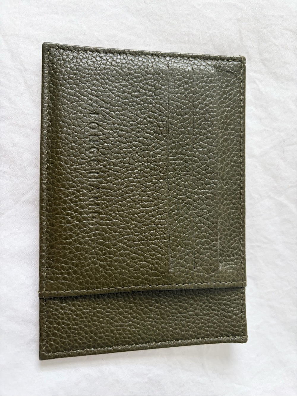 Longchamp Olive Green Textured Leather Card Holder